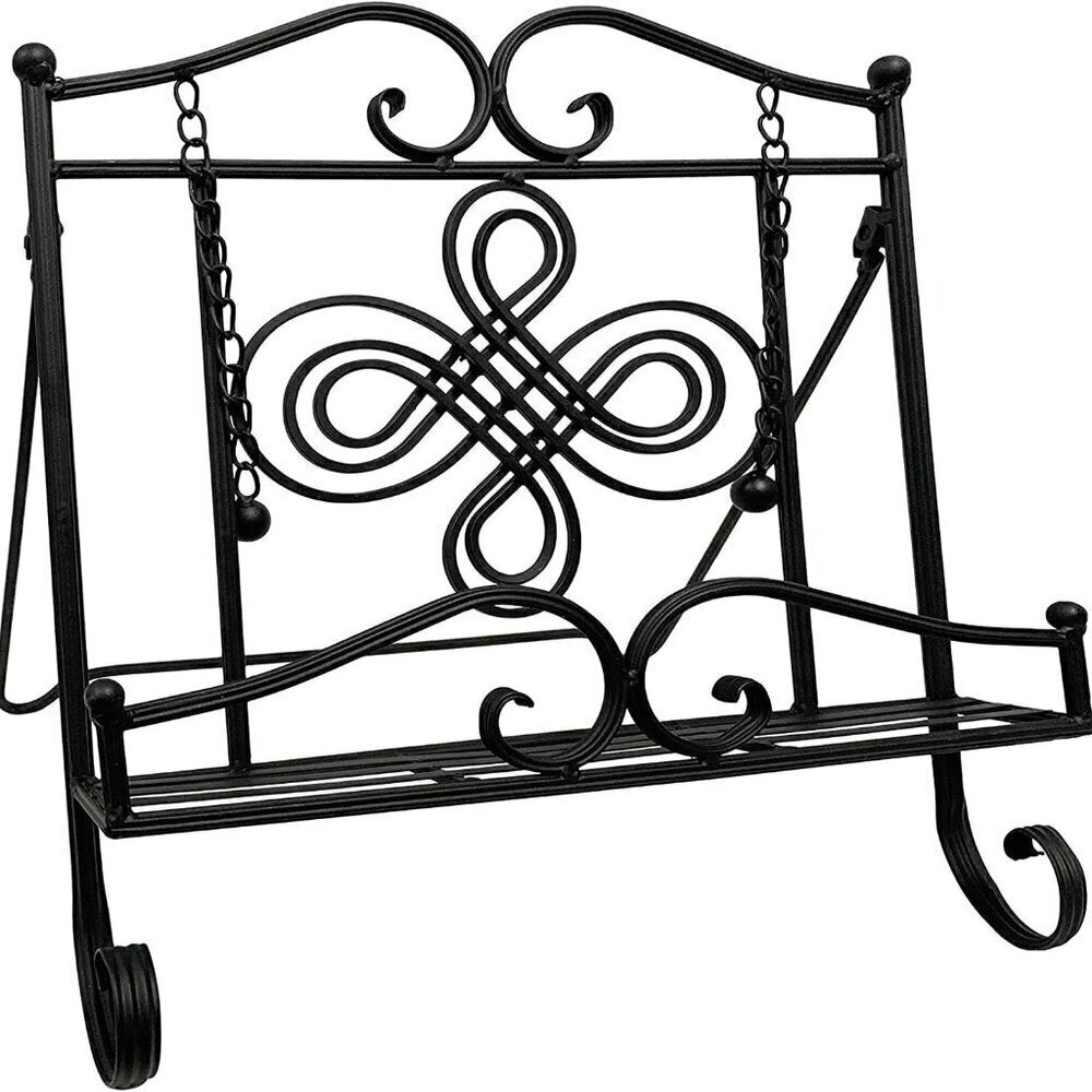 Swirl  Black Metal Cookbook iPads, Holders, Portable, Adjustable, Free‎ Standing